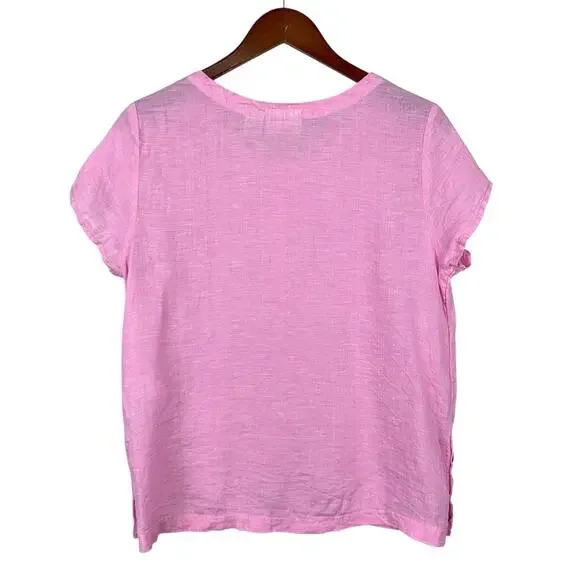 Cynthia Rowley Linen Shirt Pink Short Sleeve Top  Women’s M - Picture 5 of 7